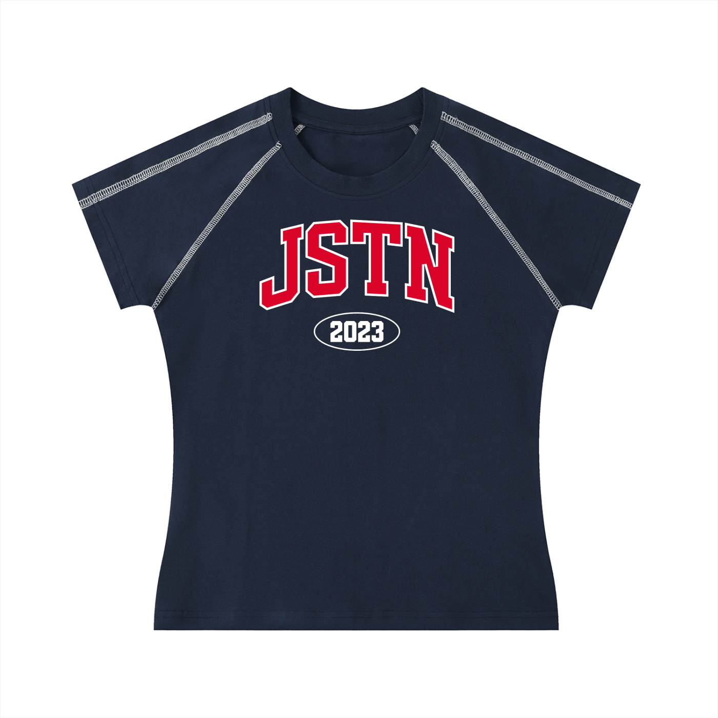 WOMEN'S JSTN VARSITY CONTRAST STITCH RAGLAN T-SHIRT